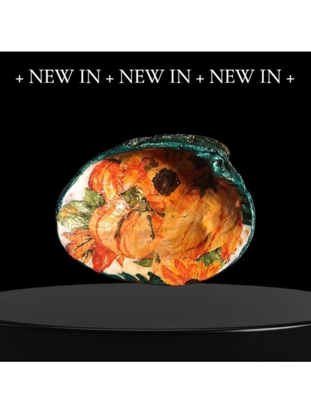 Real Clam Shell Fall Decoupaged Trinket Dish